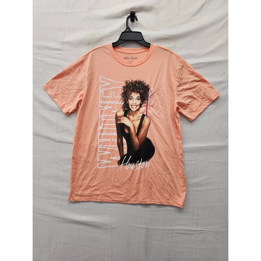 Goodie Two Sleeves Womens Whitney Houston T-Shirt Pink Cotton Blend Size XL